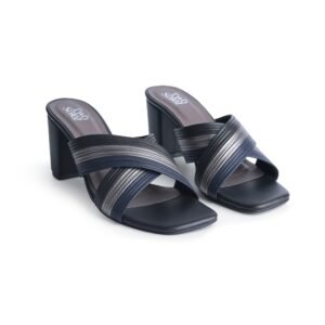 Pair view of lightweight black block heels – Two Solez Luna Trail.