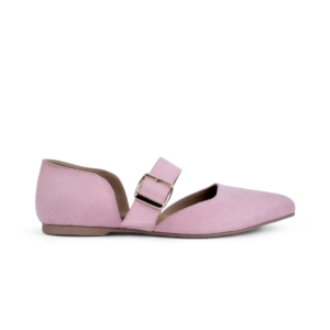 Rose Reverie pink pointed-toe flats, side profile