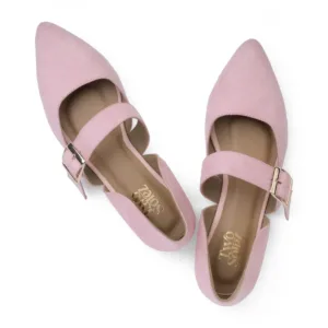 Rose Reverie pink pointed-toe flats, overhead view of the pair